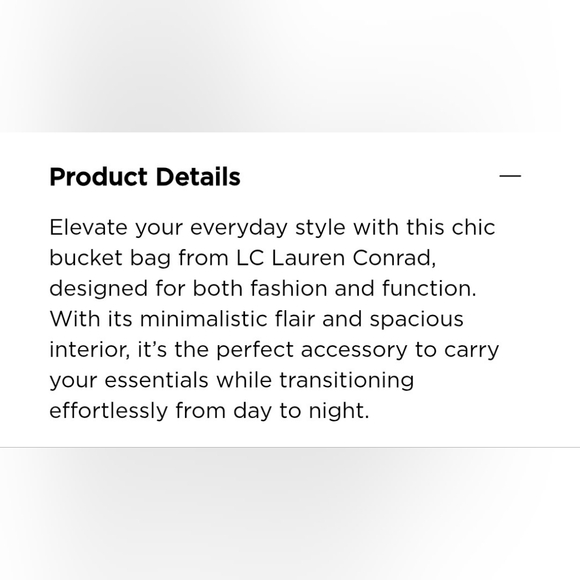 NWOT Lauren Conrad Bucket Bag - Picture 5 of 8